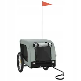 przyczepka-rowerowa-dla-psa-szaro-czarna-tkanina