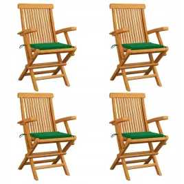 krzesla-ogrodowe-zielone-poduszki-4-szt-lite