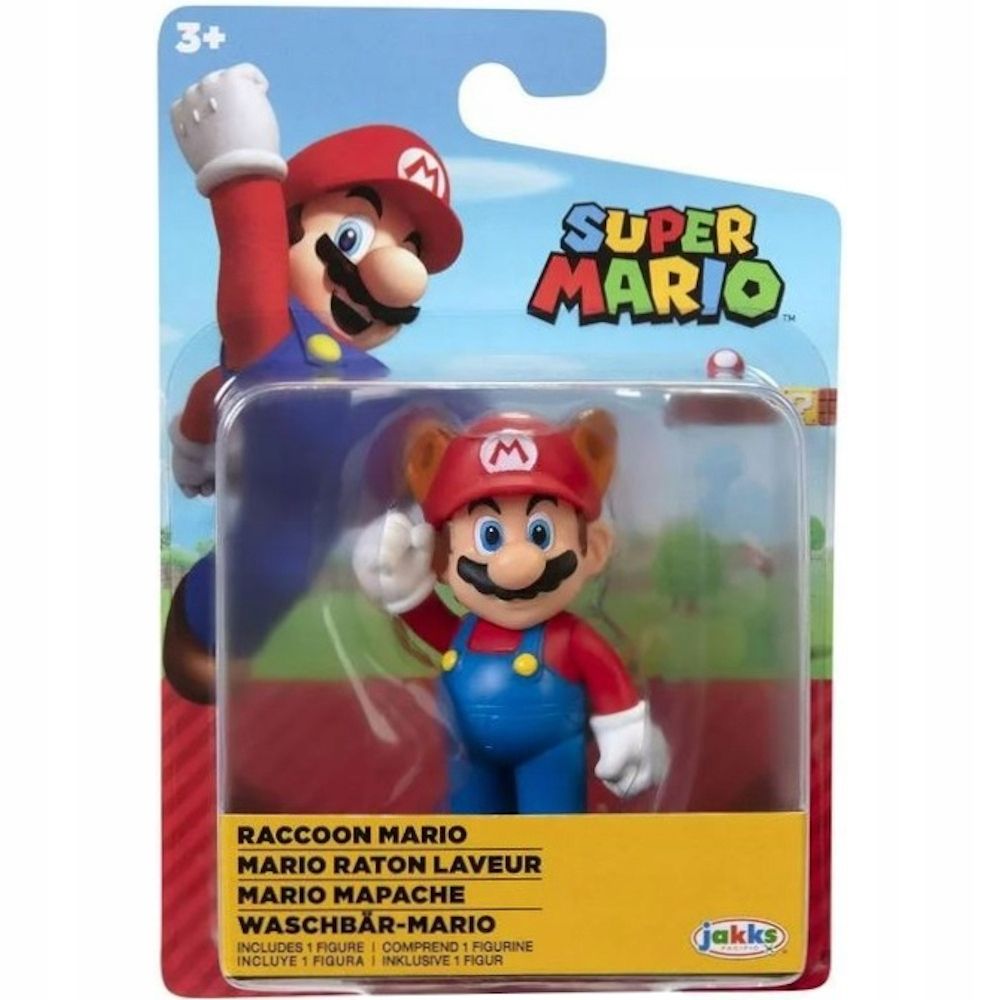 SUPER MARIO JAKKS PACIFIC ORYGINALNA RUCHOMA FIGURKA RACCOON MARIO 7cm ...