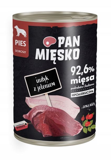 Фото - Корм для собак PAN MIESKO ﻿Pan Mięsko mokra karma dla PIES DOROSŁY Indyk z jeleniem 400g 