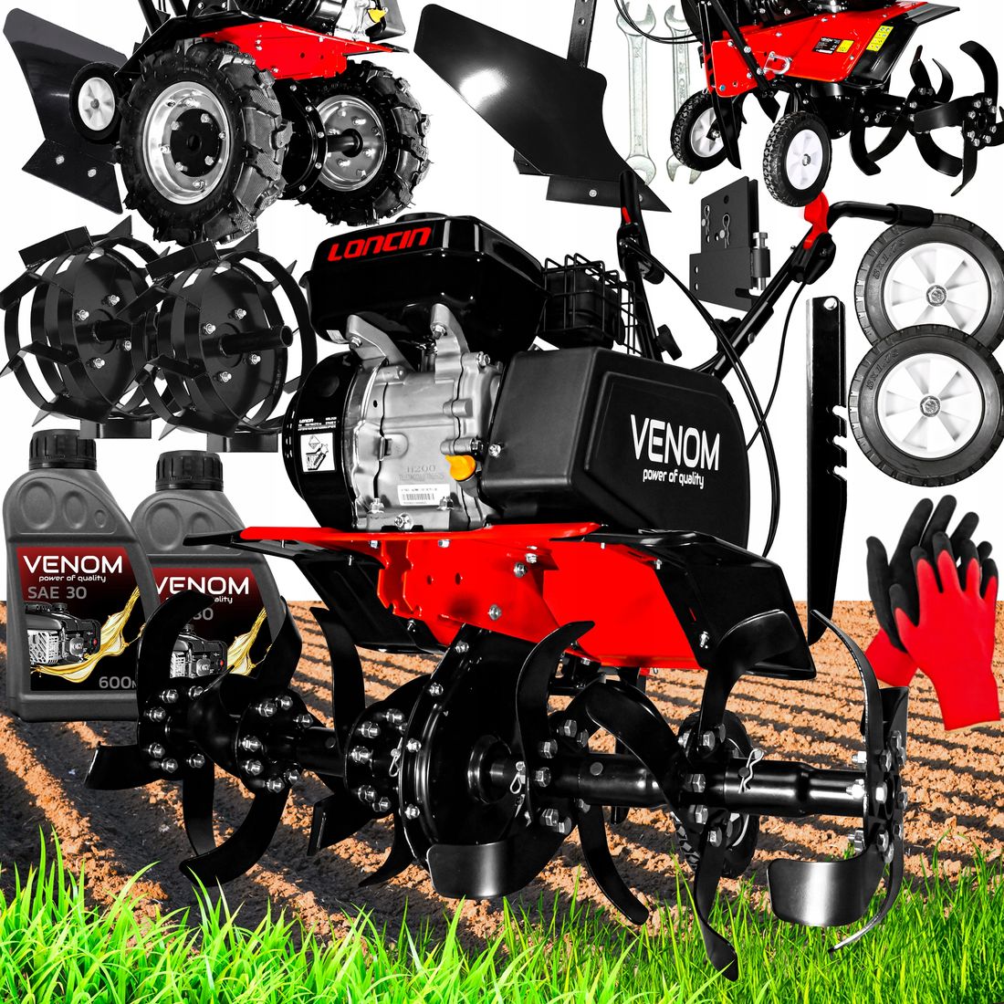 NOWOCZESNA GLEBOGRYZARKA 9,5KM ZESTAW DO ORANIA KOŁA GUMOWE