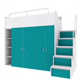 lozko-antresola-jsm-2-80x190-z-2-szafami-turkusowy-mat