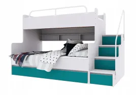 lozko-pietrowe-jsm-3-ze-schodami-i-kpl-materacy-cezar-k2-turkusowy-mat