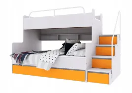 lozko-pietrowe-jsm3-ze-schodami-pomaranczowy-mat-komplet-materacy-cezar-k2