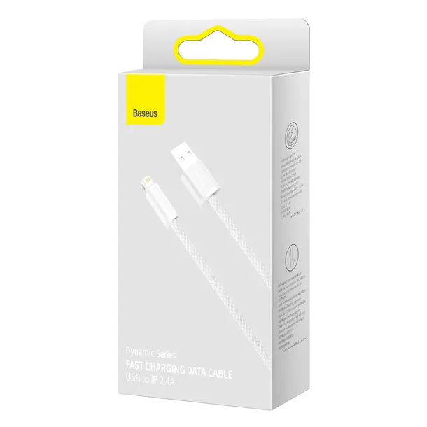 kabel-usb-do-lightning-baseus-dynamic-2-4a-1m-bialy-waga-z-opakowaniem-0-3-kg-stan-nowy