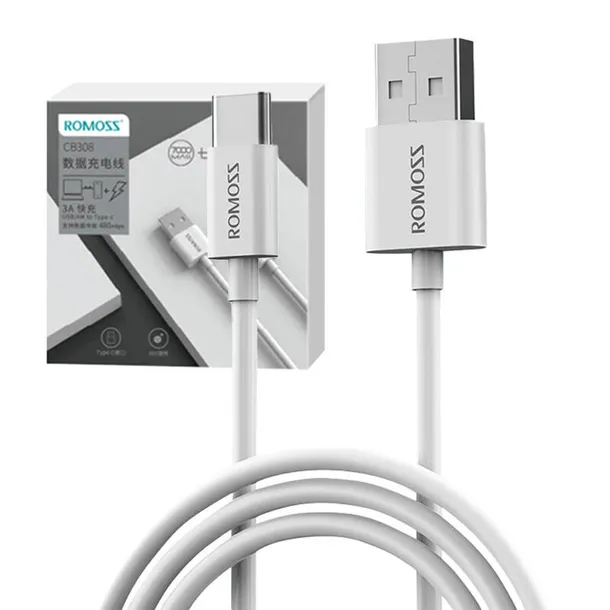 kabel-usb-do-usb-c-romoss-cb308-3a-1m-bialy-stan-nowy-waga-z-opakowaniem-0-3-kg
