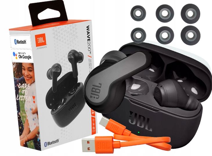 BEZPRZEWODOWE SŁUCHAWKI BLUETOOTH JBL WAVE 200 TWS DOKANAŁOWE BT ETUI