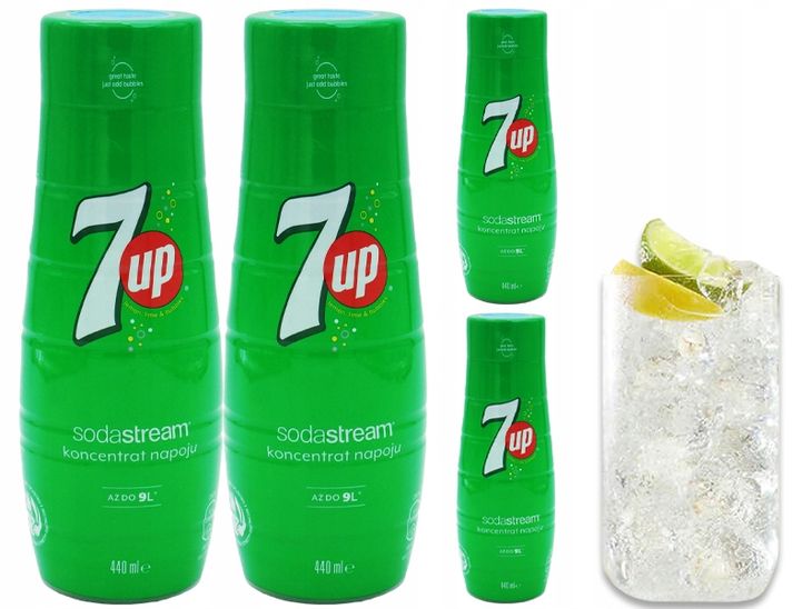 4x SYROP KONCENTRAT 7 UP DO SATURATORA SODASTREAM 9L NAPOJU z 440ml