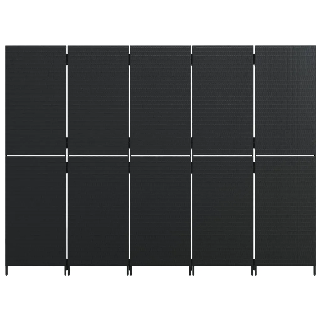 parawan-5-panelowy-czarny-polirattan-stan-nowy