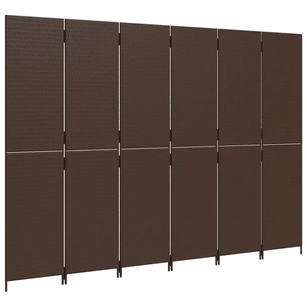 parawan-6-panelowy-brazowy-polirattan-stan-nowy