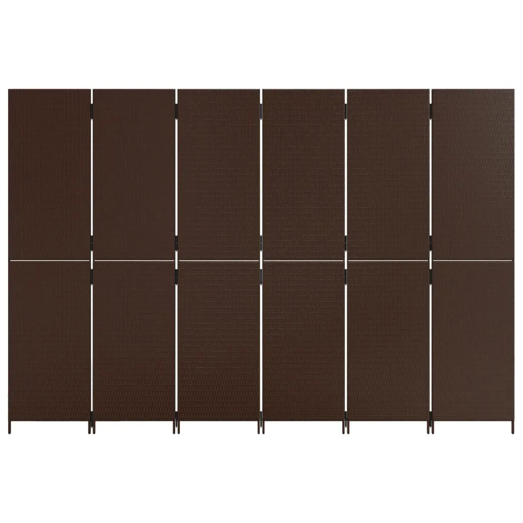 parawan-6-panelowy-brazowy-polirattan-stan-nowy