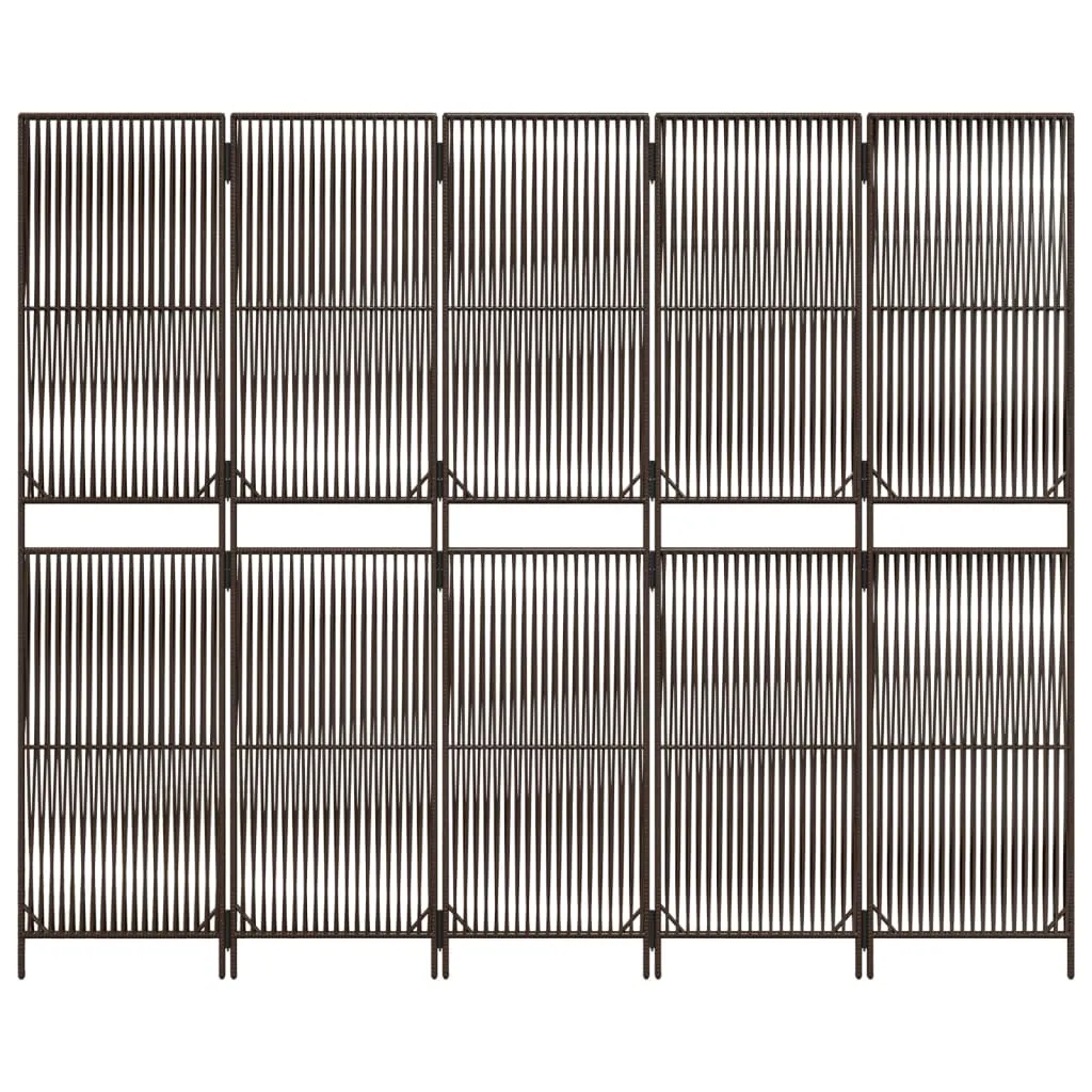 parawan-5-panelowy-brazowy-polirattan-stan-nowy