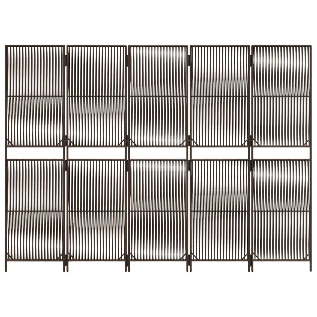 parawan-5-panelowy-brazowy-polirattan-stan-nowy