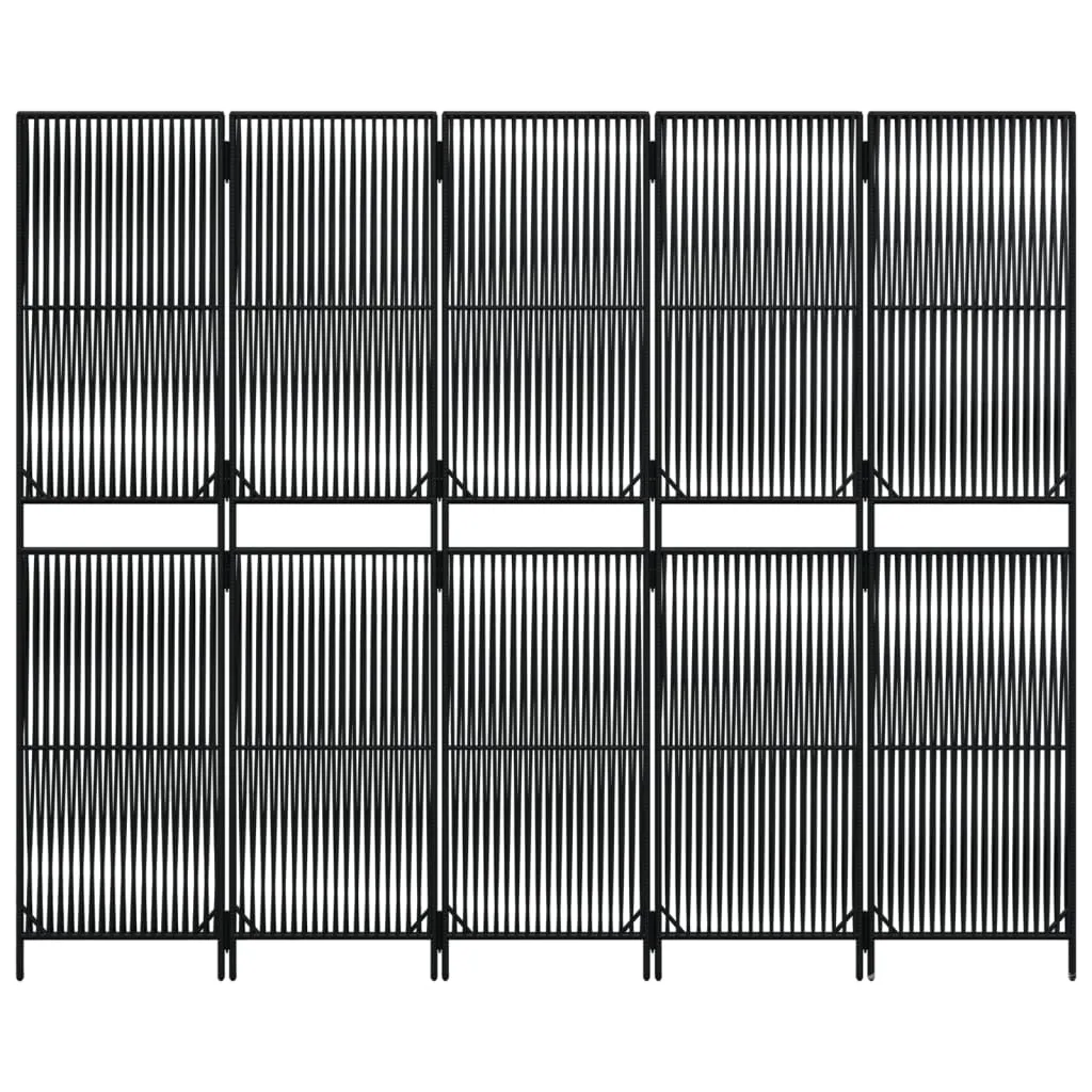 parawan-5-panelowy-czarny-polirattan-stan-nowy