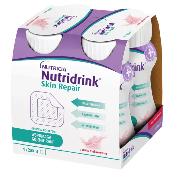 Nutricia Nutridrink Skin Repair Żywność medyczna smak truskawkowy 4 x 200ml