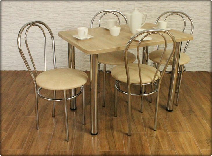 Zestaw Stół 70 X 120 X 28 Noga Prosta + 4 krzesła Tulipan - ERLI.pl