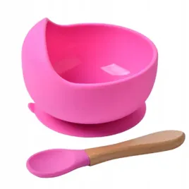silikonowa-miseczka-lyzeczka-ciemnorozowa