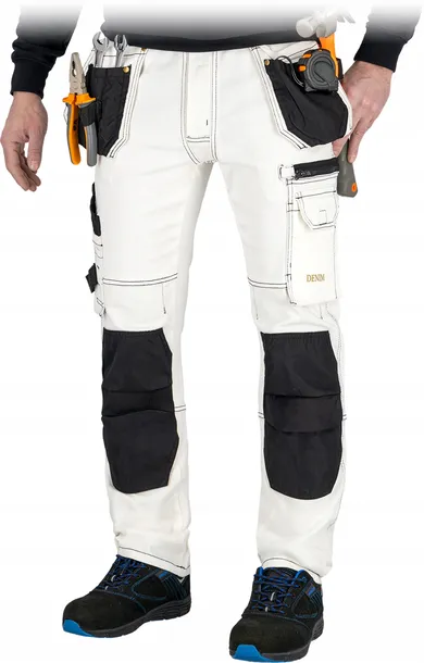 JEANSY ELASTYCZNE spodnie jeansowe BIAŁE ROBOCZE dżinsy męskie JEANS415 52