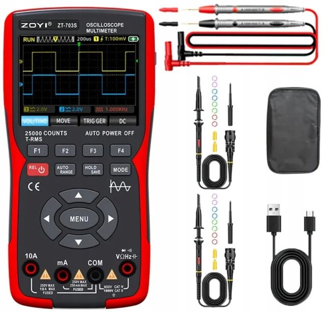 Multimetr miernik z oscyloskopem oscyloskop 3w1 ZOYI ZT-703S 3,5'' 50Mhz