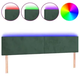 zaglowek-do-lozka-z-led-ciemnozielony-200x5x78-88-cm-aksamit