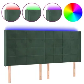 zaglowek-do-lozka-z-led-ciemnozielony-203x16x118-128cm-aksamit