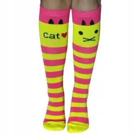 podkolanowki-dzieciece-skarpetki-wysokie-kolorowe-z-motywem-kota-dziewczece