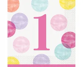 serwetki-rozowe-kropki-na-roczek-pierwsze-1-urodziny-dla-dziewczynki-16szt