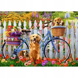 puzzle-500-ukladanka-art-zwierzeta-psy-pieski-kwiaty-ogrod-rower-10-trefl