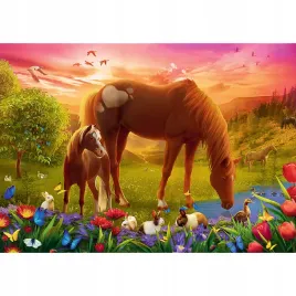 puzzle-500-ukladanka-widok-zwierzeta-konie-na-lace-mustang-kwiaty-10-trefl