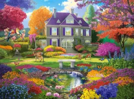 puzzle-3000-ukladanka-zwierzeta-chata-dom-kwiaty-kolorowy-ogrod-9-castor
