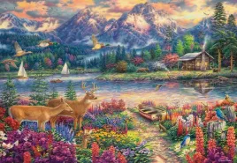 puzzle-1500-ukladanka-widok-krajobraz-zwierzeta-gory-jezioro-las-9-castor
