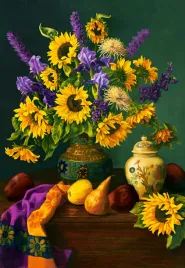 puzzle-1500-ukladanka-martwa-natura-kwiaty-bukiet-sloneczniki-9-castor