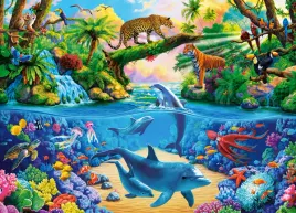 puzzle-260-ukladanka-zwierzeta-dzungla-tygrys-rafa-delfin-rybki-8-castor
