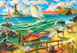 puzzle-1000-ukladanka-obraz-psy-morze-plaza-lodz-ptaki-latarnia-9-castor