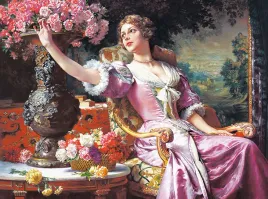 puzzle-3000-ukladanka-obraz-art-kwiaty-dama-portret-9-castor