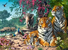puzzle-3000-ukladanka-widok-zwierzeta-tygrysy-slonie-dzugla-paw-9-castor
