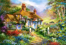 puzzle-3000-ukladanka-obraz-farma-dom-chata-w-lesie-kwiaty-polana-9-castor