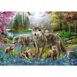 puzzle-1000-ukladanka-zwierzeta-wilki-las-jezioro-gory-kwiaty-12-trefl