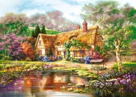 puzzle-3000-ukladanka-obraz-kwiaty-ogrod-dom-wiejskka-chata-staw-9-castor