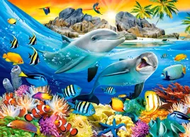 puzzle-100-ukladanka-zwierzeta-delfiny-rafa-koralowa-rybki-wyspa-6-castor