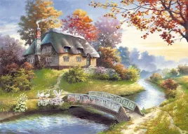 puzzle-1500-ukladanka-krajobraz-wiejska-chata-dom-rzeka-most-9-castor