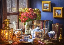 puzzle-500-ukladanka-obraz-kwiaty-hortensje-herbata-porcelana-dom-9-castor