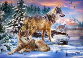 puzzle-500-ukladanka-zwierzeta-wilki-przyroda-zima-snieg-las-9-castor