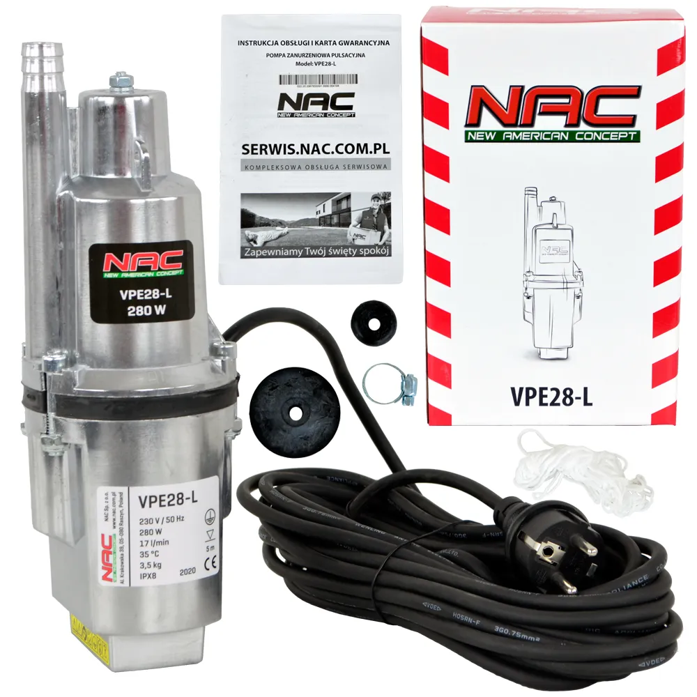 POMPA GŁĘBINOWA PULSACYJNA NAC VPE 28-L 280 W ŚREDNICA 10 CM