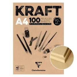 blok-klejony-brazowego-papieru-21x297cm-100ark-kraft-clairefontaine