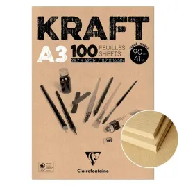 blok-klejony-brazowego-papieru-297x42cm-100ark-kraft-clairefontaine