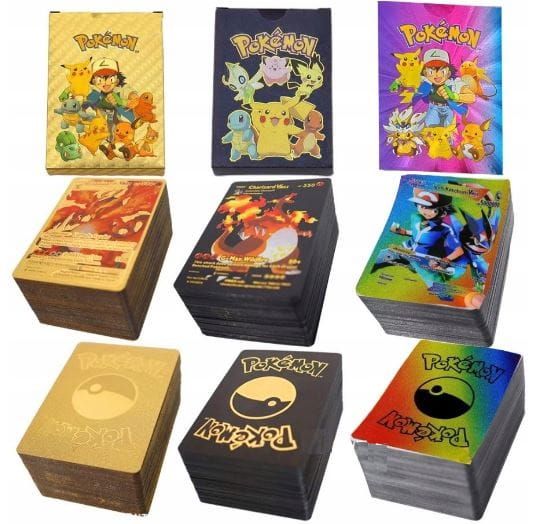 Karty Pokemon XXL 3w1 165 Sztuk Kart Złote Czarne Tęczowe