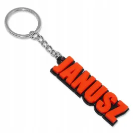 brelok-breloczek-ozdoba-do-kluczy-napis-janusz-czarno-pomaranczowy