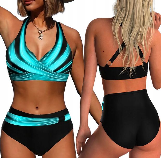 ﻿STRÓJ KĄPIELOWY DWUCZĘSCIOWY BIKINI WYSZCZUPLAJĄCE WYSOKI STAN MAJTEK / XXL