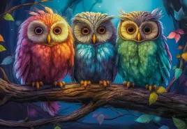 puzzle-1000-ukladanka-zwierzeta-trzy-male-kolorowe-sowy-ptaki-9-castor